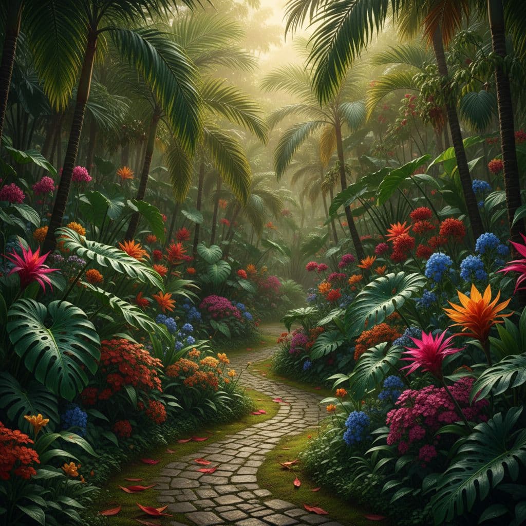 Tropical Garden idea created with FlorAI AI Garden Design