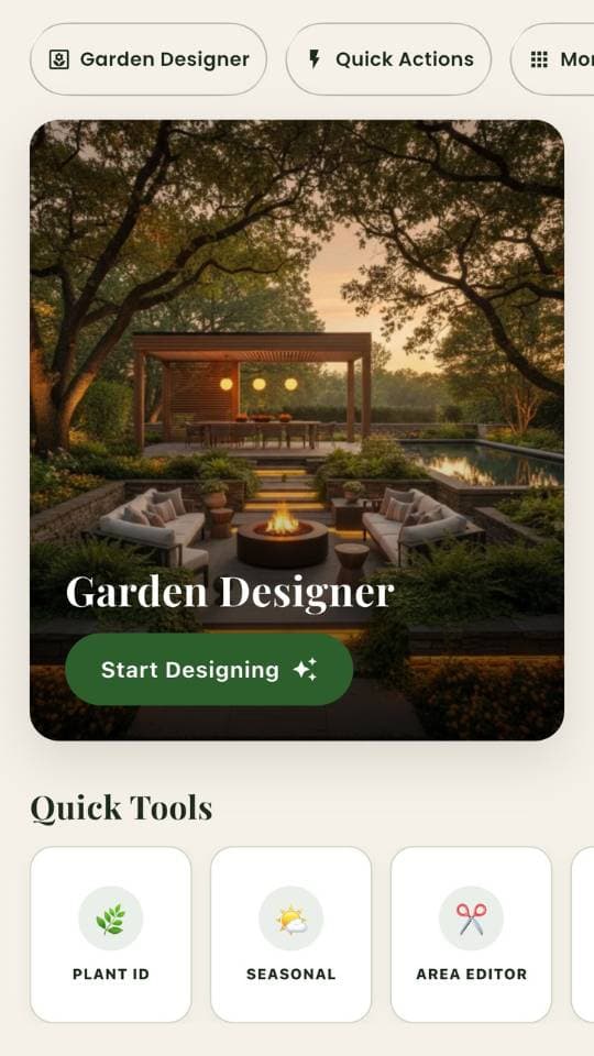FlorAI mobile app showing garden style selection